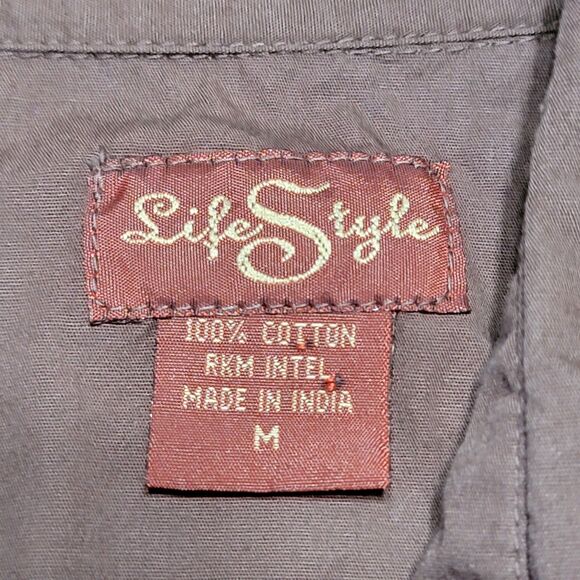 Life Style LS Pearl Snap Dark Brown Western Shirt w/Embroidery Decoration-Medium - Picture 6 of 6